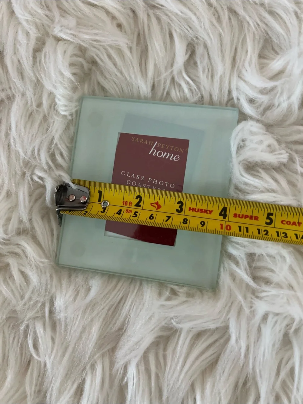 Sarah Peyton Home Glass Photo Coasters Set of 4 with Wood Holder 2x3 Photos
